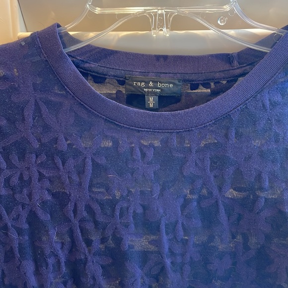 Rag & Bone Valencia Purple Night Sheer Floral Tee Blue Purple M - Picture 3 of 3